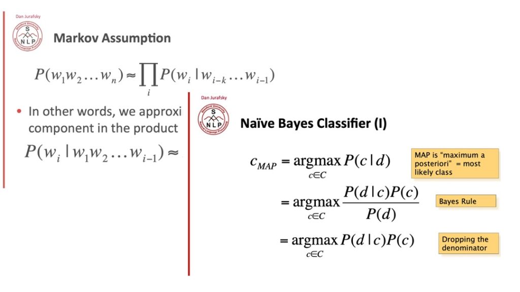 Image of Naive Bayes Classifier formulae and the Markov Assumption